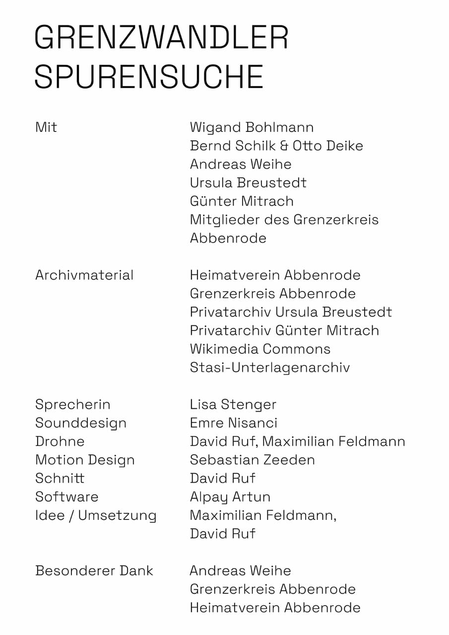 Credits – Searching for Traces