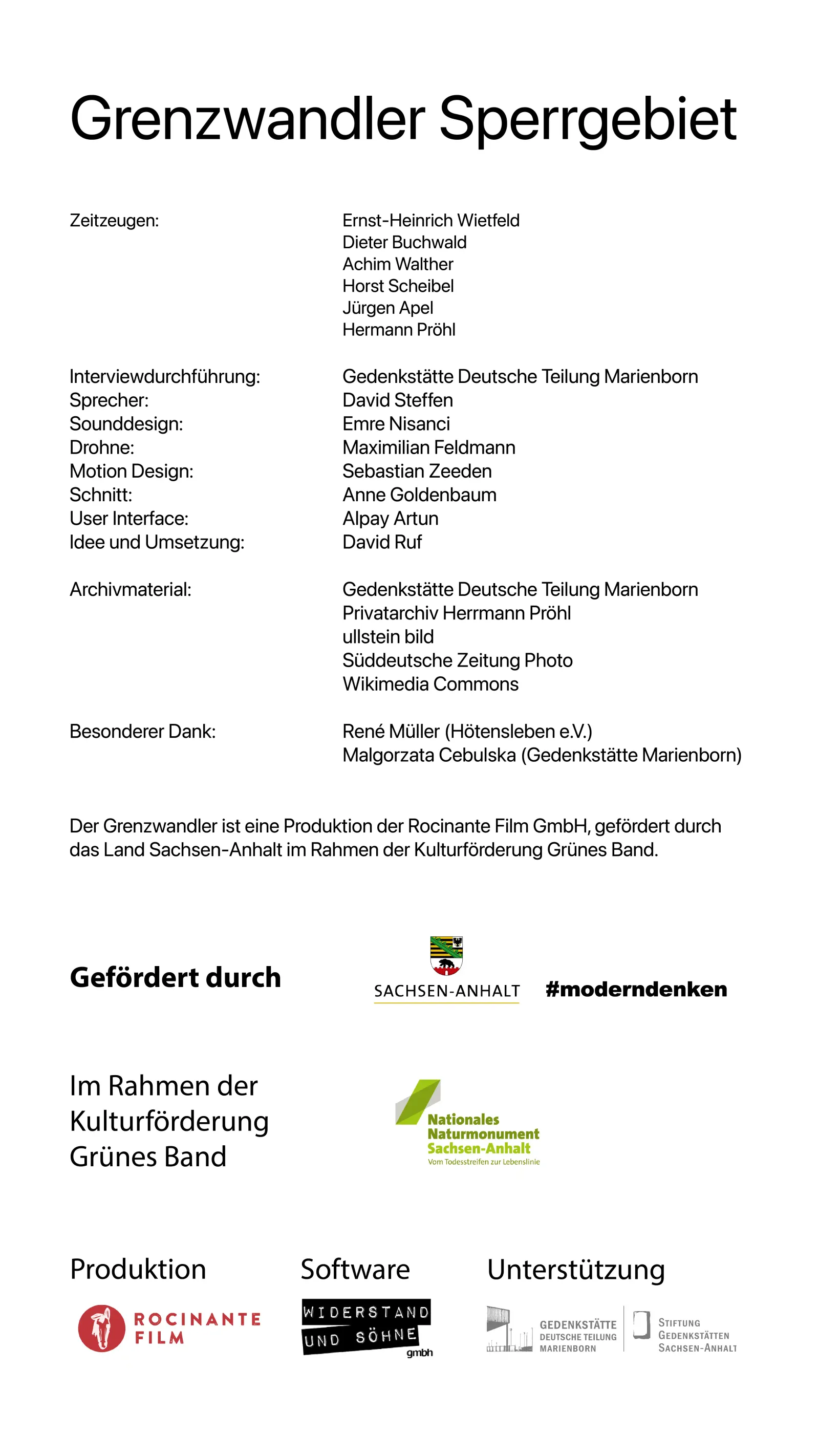 Acknowledgements — contributors and supporters of the Grenzwandler tour Restricted Area
